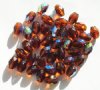 50 9x6mm Dark Topaz AB Faceted Oval Beads